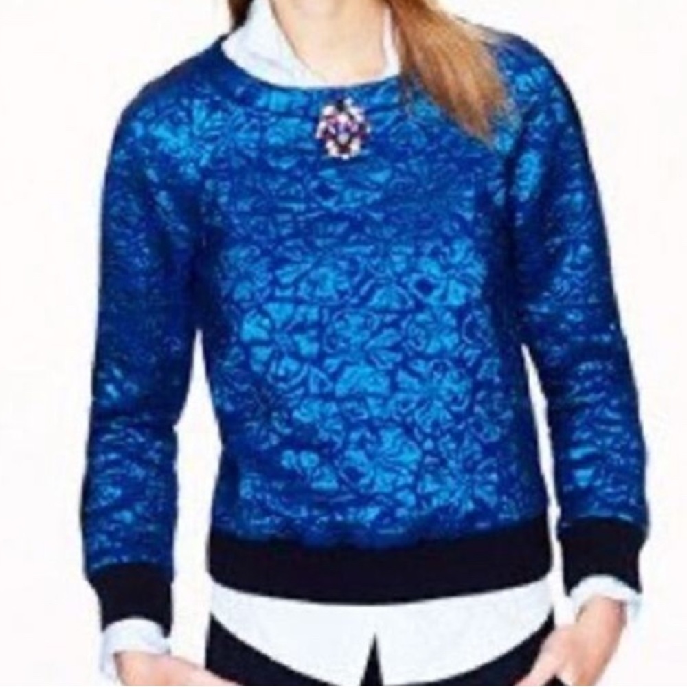 J. Crew Delphinium Vibrant Blue Textured Sweater